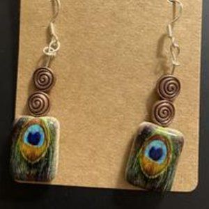 Peacock & Copper Earrings